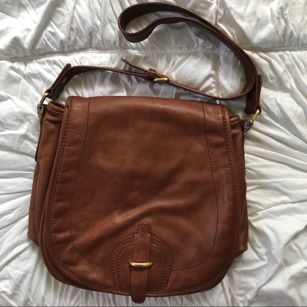 Genuine leather brown hobo bag